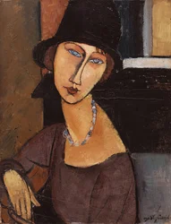 Jeanne Hebuterne hattu päässään, 1917