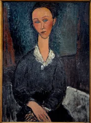 La woman au col blanc Amedeo Modiglianin (1884-1920) maalaus 1900-luvun aurinko. 0,92x0,6 m Grenoble, musee des Beaux Arts
