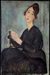 Dedien (Odette Hayden) muotokuva. Amedeo Modiglianin (1884-1920) maalaus, 1918. Mitat: 0,92 x 0,6 m. Pariisi, Musée national d