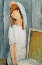 Jeanne Hébuternen (1898-1920) muotokuva, vasen käsivarsi pään takana