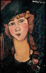 Lolotten muotokuva Amedeo Modiglianin (1884-1920) maalauksesta 1917 su. 0,35x0,55 m Pariisi, kansallisen nykytaiteen museo