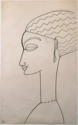 Naisen profiili. Naisen profiili. Piirustus: Amedeo Modigliani (1884-1920), 1910-1911. New York, Modernin taiteen museo