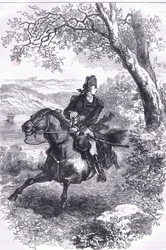 Escape of Benedict Arnold, kuvitus Cassells History of the United Statessta, julkaisija Cassell, Petter & Galpin, n. 1900 (litho)