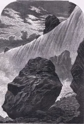 Niagaran putoukset, kuvitus Cassells History of the United Statessta, julkaisija Cassell, Petter & Galpin, n. 1900 (litho)
