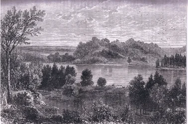 Mississippin laakso, kuvitus Cassells History of the United Statessta, julkaisija Cassell, Petter & Galpin, n. 1900 (litho)