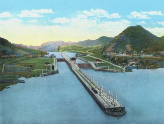 Lintuperspektiivistä Pedro Miguel Locks, Panama Canal (värillinen kuva)