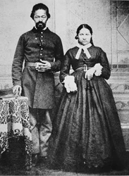 Unionin armeijan musta sotilas vaimonsa kanssa, noin 1865