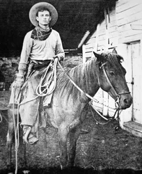 Amerikkalainen cowboy Kansasissa, n. 1880 (m/v kuva)