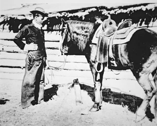 Butch Cassidy (1866-1908/09) hevosensa kanssa (m/w kuva)