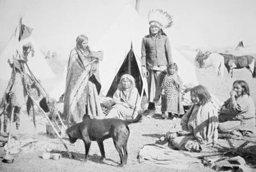 The Sioux Reservation at Pine Ridge, Etelä-Dakota, n. 1890 (b/w kuva)