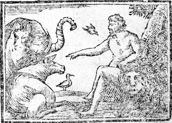 Adam nimeää eläimiä, esimerkki teoksesta An Abridgement of the History of the Holy Bible, julkaistu 1794