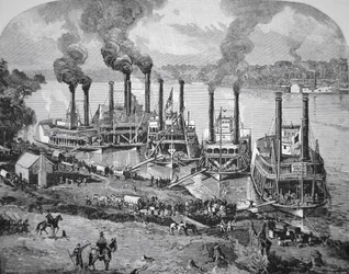 Shilohin taistelu, joka tunnetaan myös nimellä Pittsburg Landing, huhtikuu 1862 (litho)