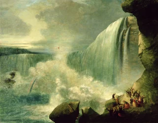 Blondin ylittää Niagaran putoukset köydellä, n. 1859-60