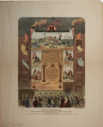 Afroamerikkalaisten rekrytointi ja vapautumisen juhliminen Marylandissa, Ringwalt & Brownissa (fl.1863-1865), noin 1.11.1864 (katso myös GLC 696015, 696016 ja 696017)