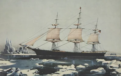 Clipper Ship, Red Jacket - Jäällä Cape Hornin edustalla, hänen matkallaan Australiasta Liverpooliin, elokuu 1854, pubi. 1855, Currier & Ives