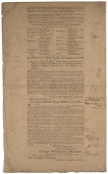 Perustuslaki, ensimmäinen painos, painanut Dunlap & Claypoole, 17.-19. syyskuuta 1787 (katso myös GLC 695933, GLC 695934 ja GLC 695935)