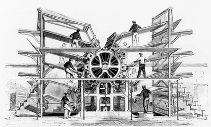 Sylinteripainokoneen keksi Richard March Hoe (1812-86) New York, 1846