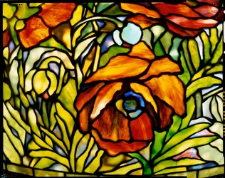 Yksityiskohta "Oriental Poppy" -lattiavalaisimesta, Tiffany Studios, 1902