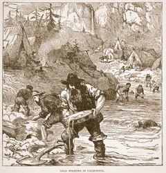 Gold Washing Kaliforniassa, kirjapubista. 1896