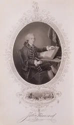 John Hancock (1737-93) Charles Mackayn teoksesta Yhdysvaltojen historia, osa I, kaivertanut J. Rogers