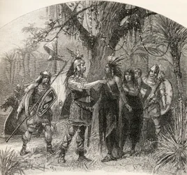 Landing of Northmen, julkaisusta "A Brief History of the United States", julkaissut A. S. Barnes und Co. vuonna 1885