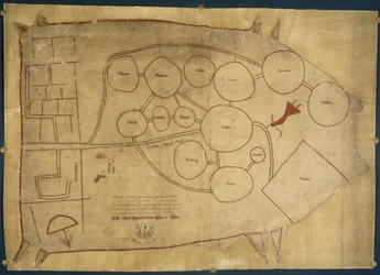 Intian alkuperäismaiden kartta, n. 1721-25 (vellum)