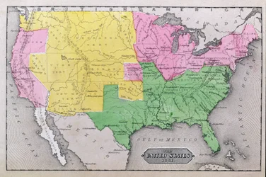 Yhdysvaltojen kartta vuodelta 1861, John Warner Barberin ja Henry Haren teoksesta "Our Whole Country: The Past and Present of the United States, Historical and Descriptive", 1861
