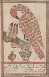 Pelikaani hurskaudessaan, n. 1800 (muste ja wc paperilla)
