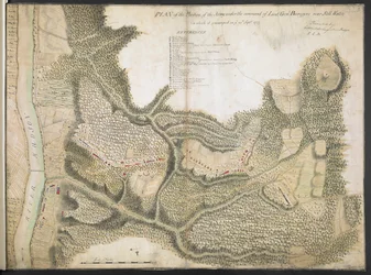Suunnitelma armeijan asemasta komennossa Luutn. Genl. Burgoyne lähellä Still Watera, jossa se leiriytyi teidän päällenne. 20 syyskuuta 1777