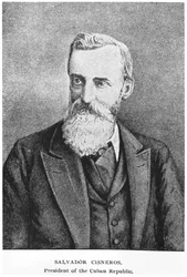 Salvador Cisneros Betancourtin (1828-1914) muotokuva Murat Halsteadin Kuuban tarinasta, julkaistu 1898