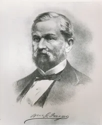 William George Fargon (1818-81) muotokuva Wells Fargo & Co:n (litho) perustajista