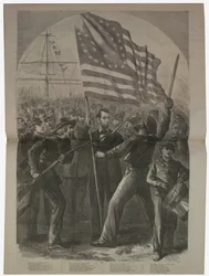 Presidentti Lincoln osallistumassa Fort Stevensin taisteluun, kuvitus "Harper