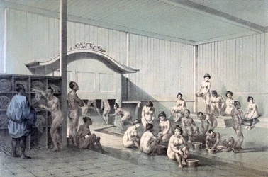 Simodan yleinen kylpylä, 1856 (värillinen akvatinta)