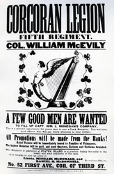Corcoran Legionin rekrytointijuliste, 1862 (painettu paperi)