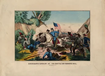 Sheridansin ratsuväki Fishers Hillin taistelussa (Shenandoah Valley), pubi. kirjoittanut Currier & Ives, n. 1864