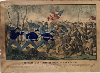 The Battle of Spotsylvania, Va. 12. toukokuuta 1864, pub. kirjoittanut Currier & Ives, n. 1864