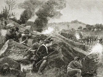 Britit vetäytymässä Lexingtonista, A. S. Barnes und Co:n vuonna 1885 julkaisemasta "A Brief History of the United States" -kirjasta