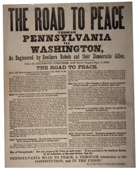 Tie rauhaan Pennsylvanian kautta Washingtonin kautta, Eteläisten kapinallisten ja heidän demokraattisten liittolaistensa King & Bairdin (1839-1876) suunnittelemana, 7. syyskuuta 1863