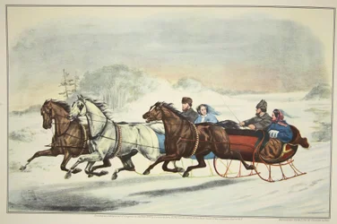 The Sleigh Race, pubi. 1859, Currier & Ives