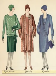 Three Flappers mallintaa ranskalaisen suunnittelijan asuja