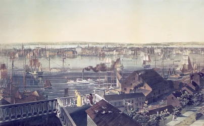 Näkymä Manhattanille Brooklynista, 1837