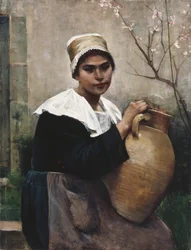Breton tyttö pitelee purkkia