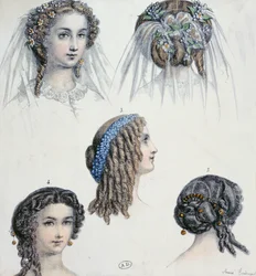 Morsiamen ja muiden kampaus, n. 1853