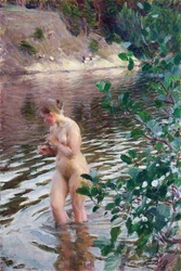 Kylmä virta Zorn, Anders Leonard (1860-1920). Öljy kankaalle, koko: 98x66