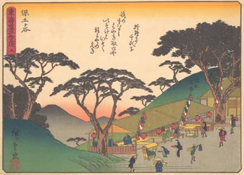 Maisema, sarjasta The Fifty-three Stations of the Tokaido Road, 1900-luvun alku.