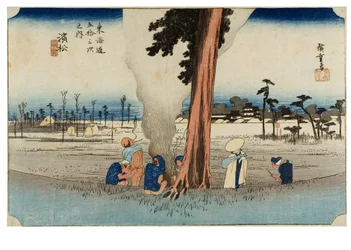Nro 30 Hamamatsu - lohduton talvimaisema, Edo-kausi, noin 1833-34 (puupiirros paperille)