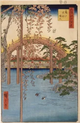 Recintos do Santuário Tenjin em Kameido (impressão em xilogravura a cores) finlandês