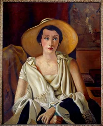 Muotokuva Madame Paul Guillaume isohattuisena.