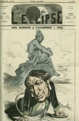 Auguste Barbier (1805-1882), ranskalainen runoilija, joka valittiin Ranskan akatemiaan vuonna 1869. Kansi teoksesta "" L