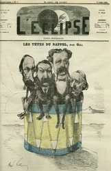 Auguste Vacquerie (1819-1895), Victor Hugo (1802-1885), Charles Hugo (1826-1871) ja Paul Meurice (1818-1905), ranskalaiset kirjailijat. Kansi "" L